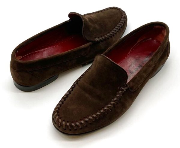 画像15: OLD FERRAGAMO(オールドフェラガモ) ダークブラウンスエードスリッポンローファー 5 1/2D (15)