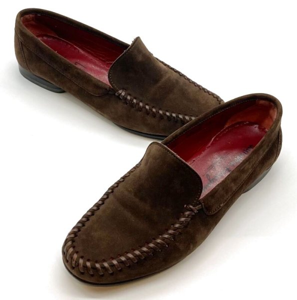 画像16: OLD FERRAGAMO(オールドフェラガモ) ダークブラウンスエードスリッポンローファー 5 1/2D (16)