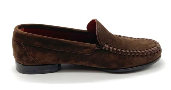 画像4: OLD FERRAGAMO(オールドフェラガモ) ダークブラウンスエードスリッポンローファー 5 1/2D (4)