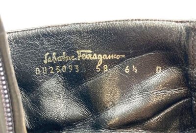 画像2: OLD FERRAGAMO(オールドフェラガモ) ブラウンレザー×ファブリックショートブーツ 6 1/2D