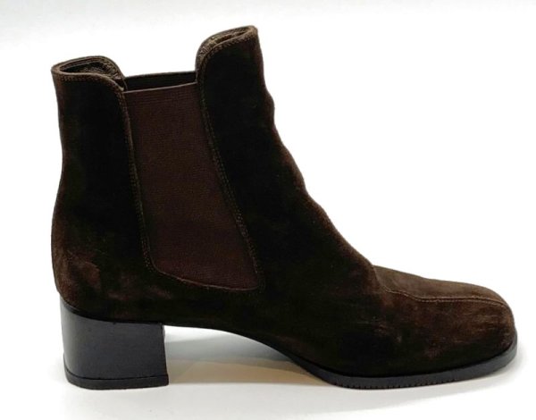 画像4: OLD FERRAGAMO(オールドフェラガモ)  ダークブラウンスエードサイドゴアショートブーツ 6 1/2D (4)