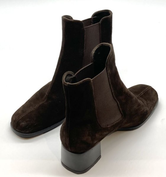 画像18: OLD FERRAGAMO(オールドフェラガモ)  ダークブラウンスエードサイドゴアショートブーツ 6 1/2D (18)