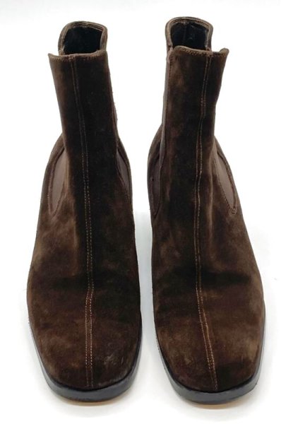 画像9: OLD FERRAGAMO(オールドフェラガモ)  ダークブラウンスエードサイドゴアショートブーツ 6 1/2D (9)
