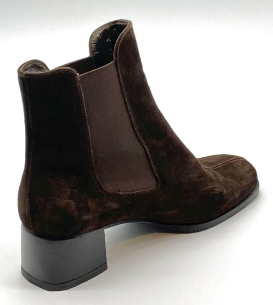 画像6: OLD FERRAGAMO(オールドフェラガモ)  ダークブラウンスエードサイドゴアショートブーツ 6 1/2D (6)