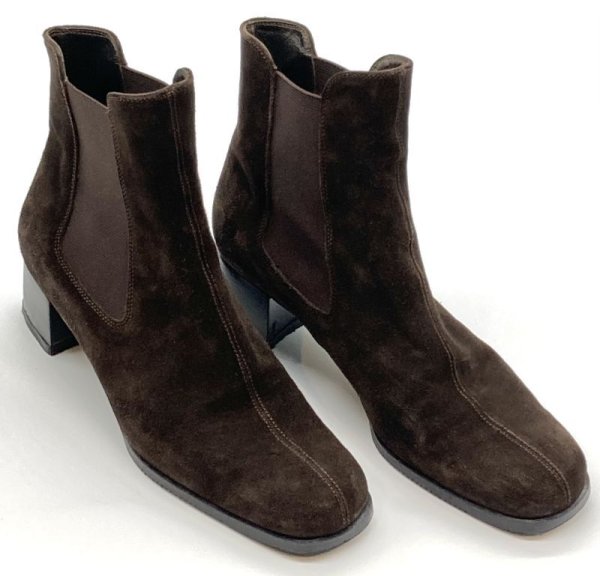 画像12: OLD FERRAGAMO(オールドフェラガモ)  ダークブラウンスエードサイドゴアショートブーツ 6 1/2D (12)