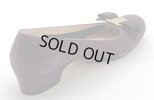 画像6: OLD FERRAGAMO(オールドフェラガモ) ダークパープルスエードヴァラリボンパンプス 7AA (6)