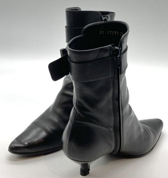 画像18: OLD FERRAGAMO(オールドフェラガモ)  ブラックレザーベルト付きショートブーツ 6D (18)