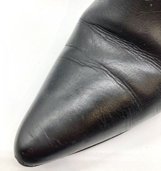 画像7: OLD FERRAGAMO(オールドフェラガモ)  ブラックレザーベルト付きショートブーツ 6D (7)