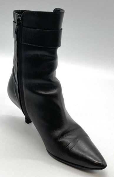 画像2: OLD FERRAGAMO(オールドフェラガモ)  ブラックレザーベルト付きショートブーツ 6D (2)