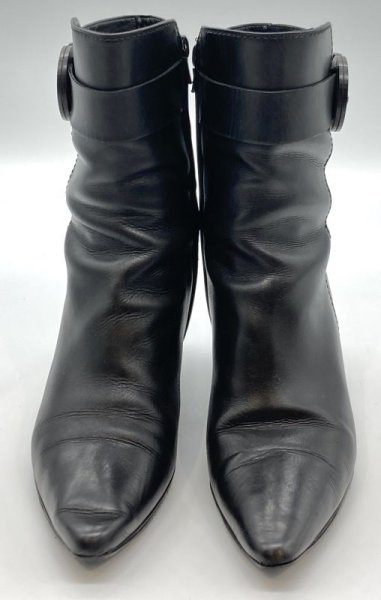 画像9: OLD FERRAGAMO(オールドフェラガモ)  ブラックレザーベルト付きショートブーツ 6D (9)