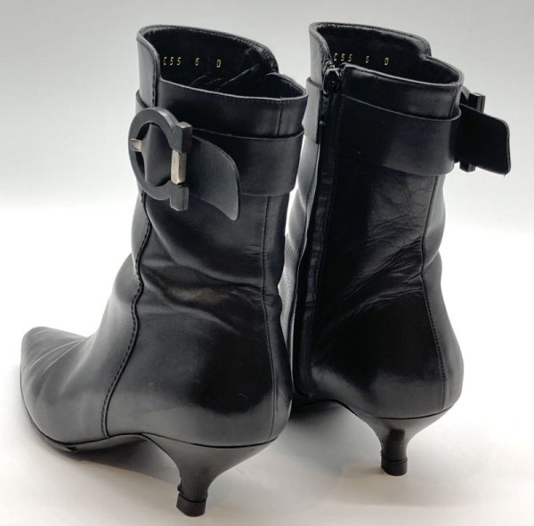 画像13: OLD FERRAGAMO(オールドフェラガモ)  ブラックレザーベルト付きショートブーツ 6D (13)