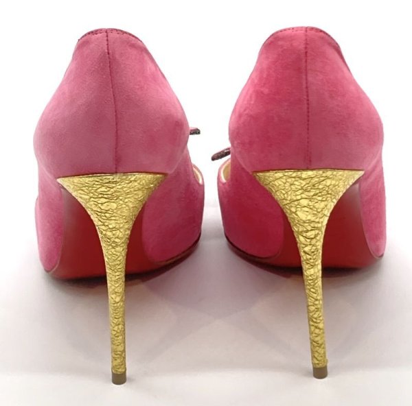 画像10: Christian Louboutin(クリスチャンルブタン) ピンクスエード×バタフライモチーフ付きパンプス 35 1/2  (10)