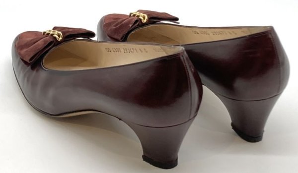 画像13: OLD FERRAGAMO(オールドフェラガモ) ボルドーブラウンリボン付きパンプス 8C (13)