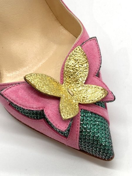 画像8: Christian Louboutin(クリスチャンルブタン) ピンクスエード×バタフライモチーフ付きパンプス 35 1/2  (8)