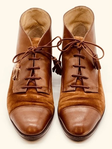 画像9: OLD FERRAGAMO(オールドフェラガモ) ライトブラウンレースアップショートブーツ 6 (9)