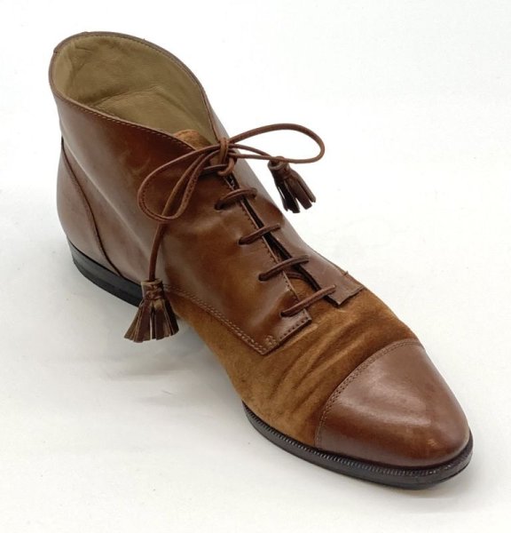 画像2: OLD FERRAGAMO(オールドフェラガモ) ライトブラウンレースアップショートブーツ 6 (2)