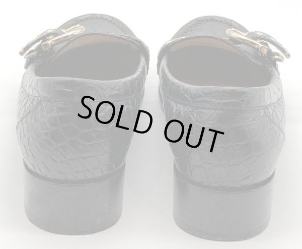 画像8: OLD FERRAGAMO(オールドフェラガモ)ブラック型押しレザー×ゴールドガンチーニ金具ローファー 4 1/2M (8)