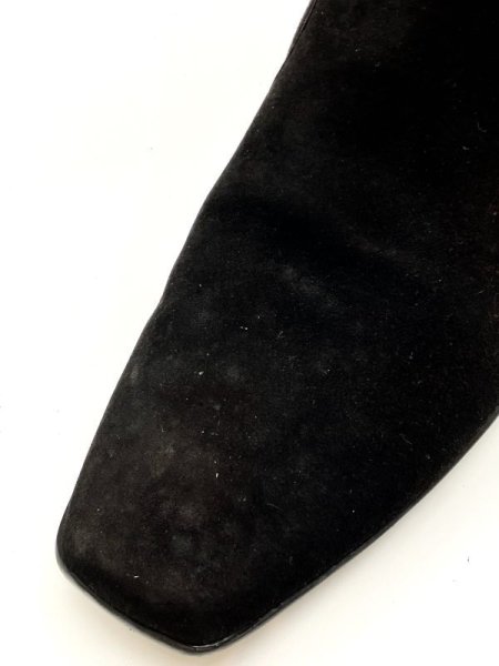 画像7: OLD FERRAGAMO(オールドフェラガモ) ブラックスエードガンチーニ刺繍ショートブーツ 6C (7)