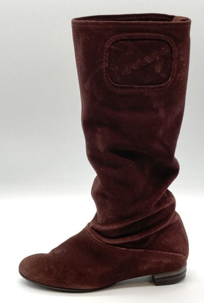 画像3: OLD FERRAGAMO(オールドフェラガモ)  ボルドーブラウンスエードロングブーツ 6C (3)