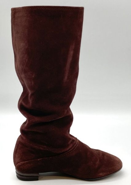画像4: OLD FERRAGAMO(オールドフェラガモ)  ボルドーブラウンスエードロングブーツ 6C (4)