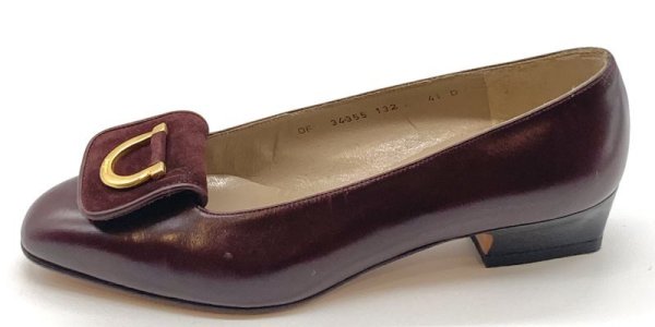 画像3: OLD FERRAGAMO(オールドフェラガモ/ヴィンテージ) ボルドーレザー×スエードガンチーニパンプス(デッドストック)4 1/2D (3)