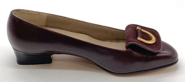 画像4: OLD FERRAGAMO(オールドフェラガモ/ヴィンテージ) ボルドーレザー×スエードガンチーニパンプス(デッドストック)4 1/2D (4)