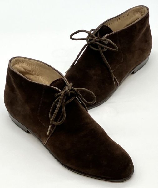 画像16: OLD FERRAGAMO(オールドフェラガモ)  ダークブラウンスエードレースアップショートブーツ 5D (16)