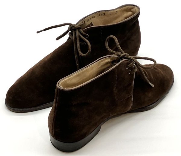 画像18: OLD FERRAGAMO(オールドフェラガモ)  ダークブラウンスエードレースアップショートブーツ 5D (18)