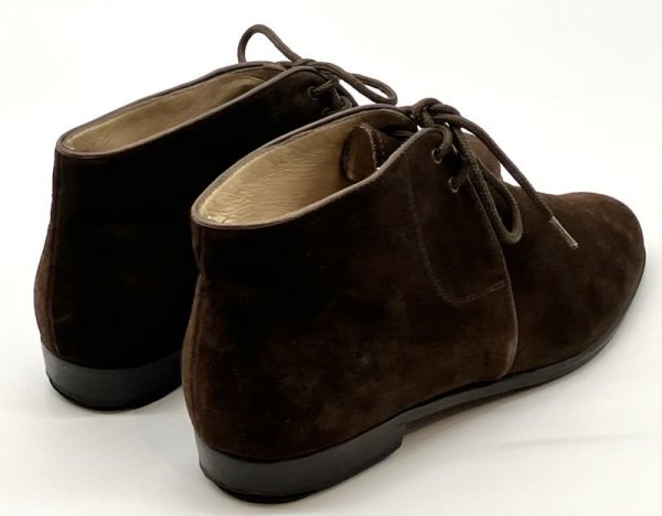 画像14: OLD FERRAGAMO(オールドフェラガモ)  ダークブラウンスエードレースアップショートブーツ 5D (14)