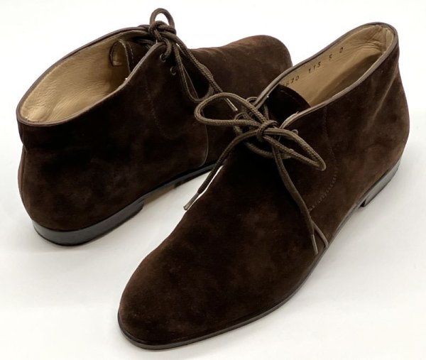 画像17: OLD FERRAGAMO(オールドフェラガモ)  ダークブラウンスエードレースアップショートブーツ 5D (17)