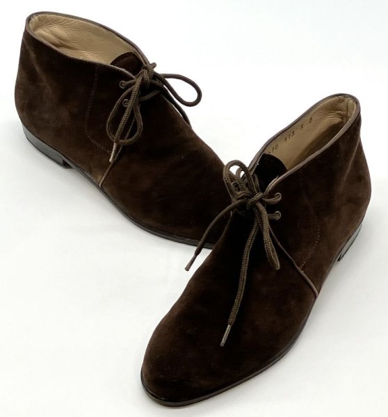 画像15: OLD FERRAGAMO(オールドフェラガモ)  ダークブラウンスエードレースアップショートブーツ 5D (15)
