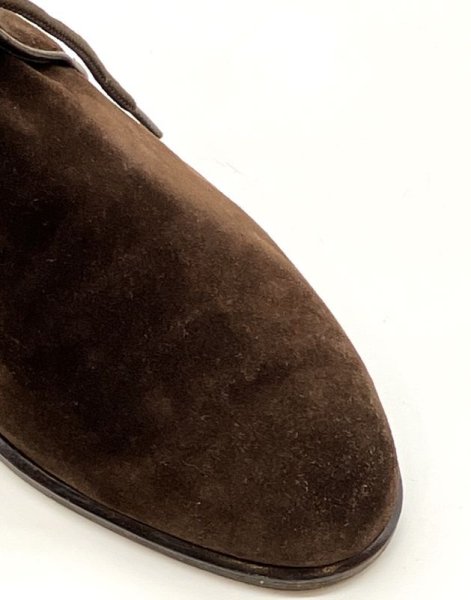 画像8: OLD FERRAGAMO(オールドフェラガモ)  ダークブラウンスエードレースアップショートブーツ 5D (8)