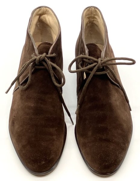 画像9: OLD FERRAGAMO(オールドフェラガモ)  ダークブラウンスエードレースアップショートブーツ 5D (9)