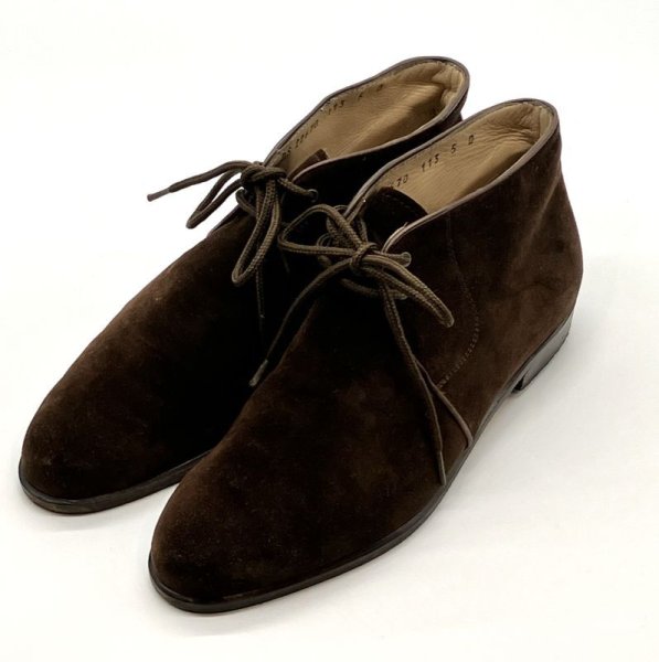 画像11: OLD FERRAGAMO(オールドフェラガモ)  ダークブラウンスエードレースアップショートブーツ 5D (11)