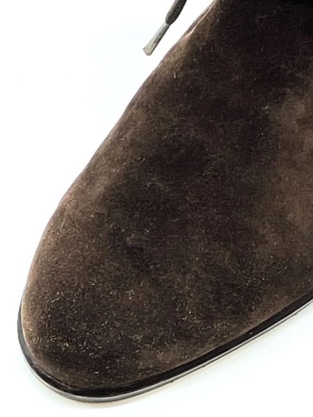 画像7: OLD FERRAGAMO(オールドフェラガモ)  ダークブラウンスエードレースアップショートブーツ 5D (7)
