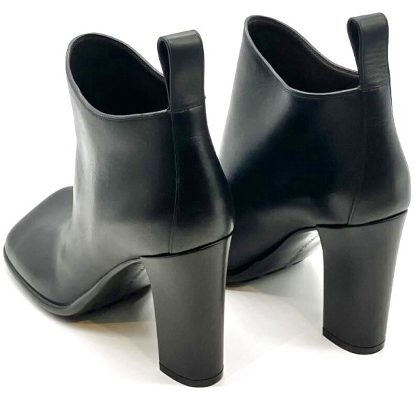 画像13: BOTTEGA VENETA (ボッテガヴェネタ)ブラックレザーボリュームスクエアトゥアンクルショートブーツ38 (13)