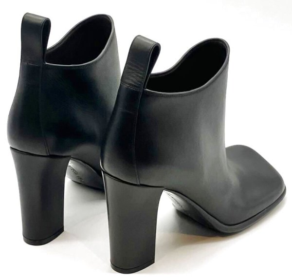 画像14: BOTTEGA VENETA (ボッテガヴェネタ)ブラックレザーボリュームスクエアトゥアンクルショートブーツ38 (14)