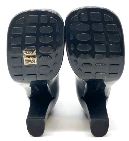 画像19: BOTTEGA VENETA (ボッテガヴェネタ)ブラックレザーボリュームスクエアトゥアンクルショートブーツ38 (19)