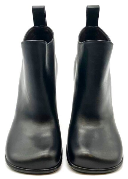 画像9: BOTTEGA VENETA (ボッテガヴェネタ)ブラックレザーボリュームスクエアトゥアンクルショートブーツ38 (9)