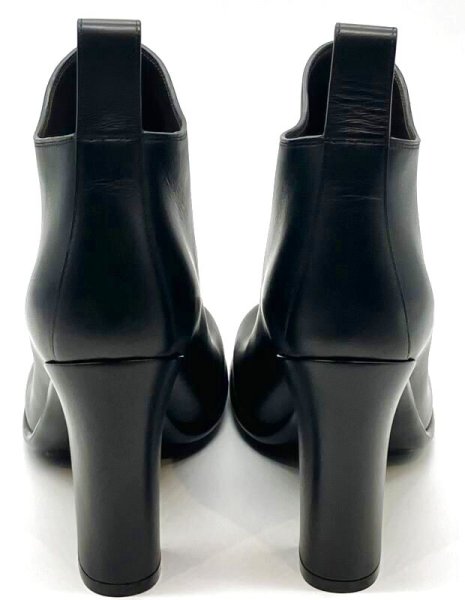 画像10: BOTTEGA VENETA (ボッテガヴェネタ)ブラックレザーボリュームスクエアトゥアンクルショートブーツ38 (10)