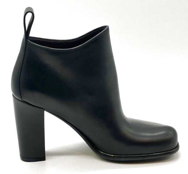 画像4: BOTTEGA VENETA (ボッテガヴェネタ)ブラックレザーボリュームスクエアトゥアンクルショートブーツ38 (4)