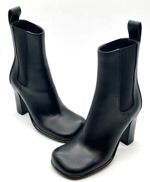 画像15: BOTTEGA VENETA (ボッテガヴェネタ)ブラックレザーボリュームスクエアトゥサイドゴアミドルブーツ35 (15)