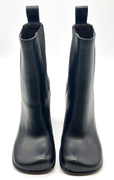 画像9: BOTTEGA VENETA (ボッテガヴェネタ)ブラックレザーボリュームスクエアトゥサイドゴアミドルブーツ35 (9)