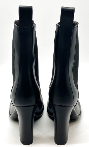 画像10: BOTTEGA VENETA (ボッテガヴェネタ)ブラックレザーボリュームスクエアトゥサイドゴアミドルブーツ35 (10)