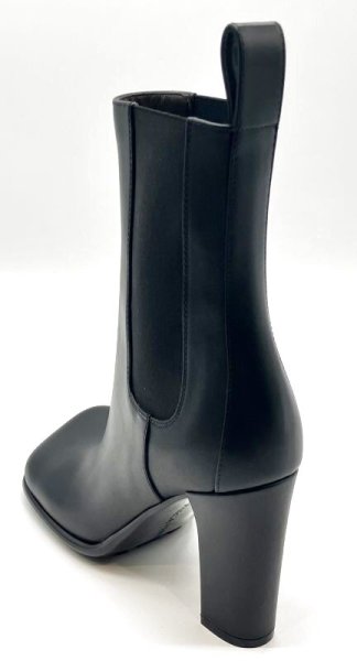 画像5: BOTTEGA VENETA (ボッテガヴェネタ)ブラックレザーボリュームスクエアトゥサイドゴアミドルブーツ35 (5)