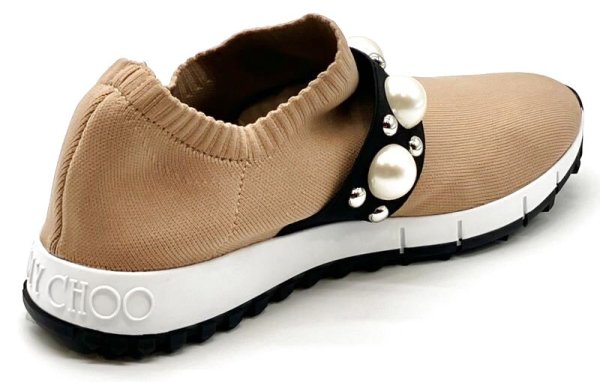 画像6: JIMMY CHOO(ジミーチュウ)ベージュニット×パールスリッポンスニーカー36 (6)
