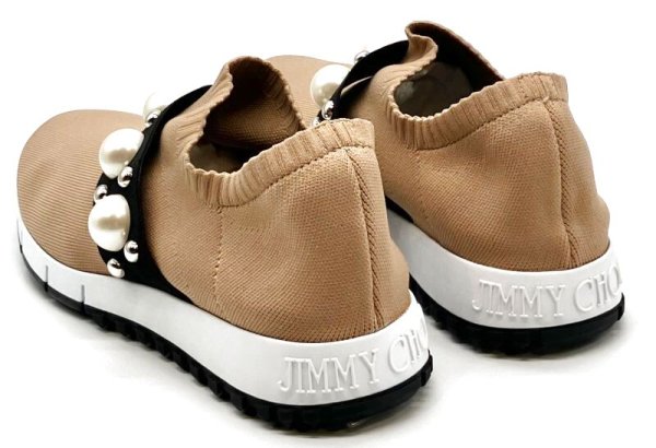 画像11: JIMMY CHOO(ジミーチュウ)ベージュニット×パールスリッポンスニーカー36 (11)