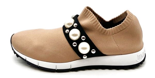 画像3: JIMMY CHOO(ジミーチュウ)ベージュニット×パールスリッポンスニーカー36 (3)