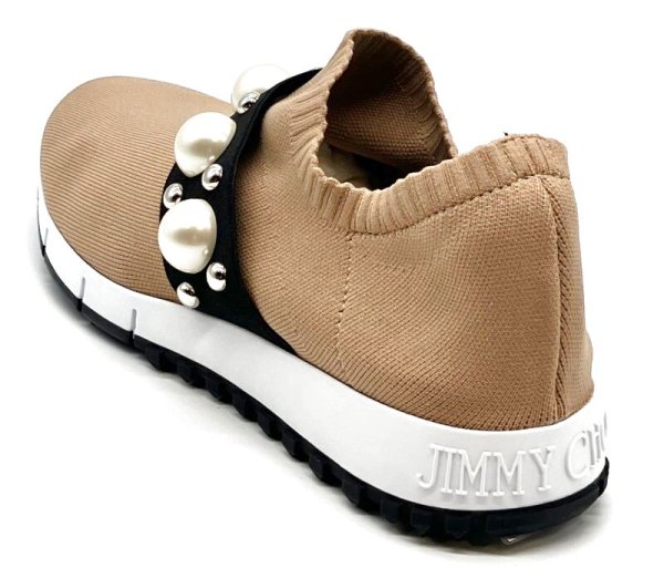 画像5: JIMMY CHOO(ジミーチュウ)ベージュニット×パールスリッポンスニーカー36 (5)