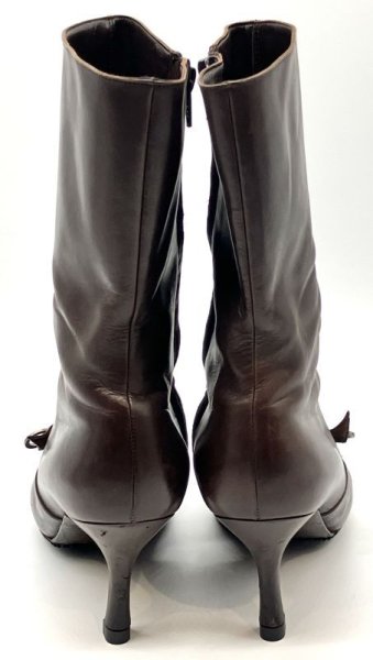 画像10: OLD FERRAGAMO(オールドフェラガモ)  ブラウンレザーガンチーニピン付きハーフブーツ 6C (10)